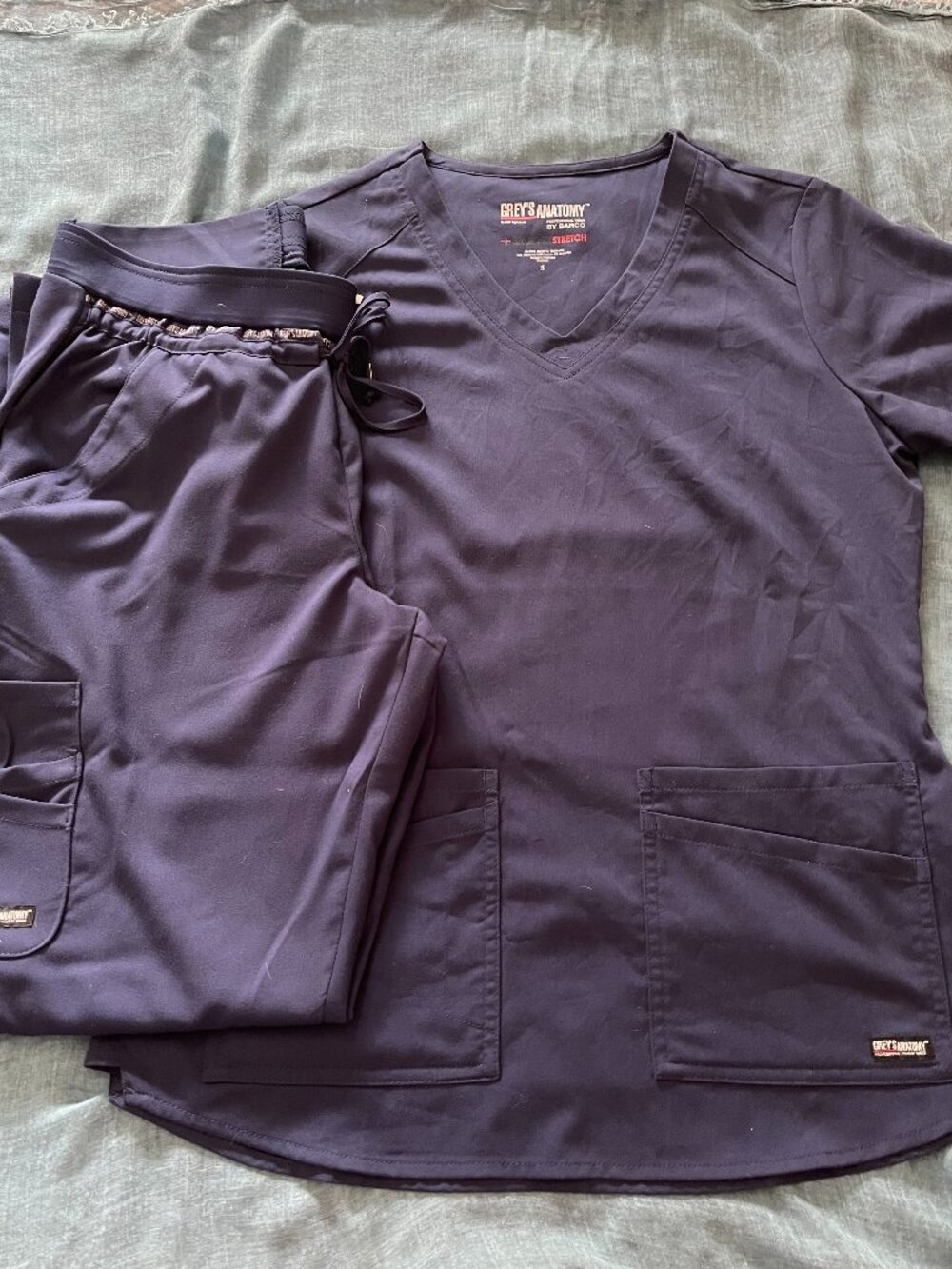Grey's Anatomy by Barco Spandex Stretch Scrubs Set Navy Small